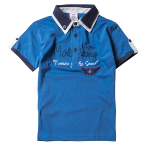 Παιδική μπλούζα New Collage για αγόρια Moto Μπλε αγορίστικες καλοκαιρινές ελληνικές μπλούζες κοντομάνικες