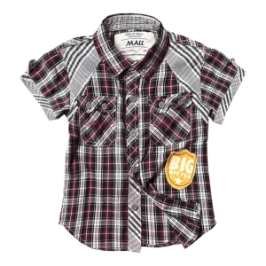 Παιδικό πουκάμισο Mall Kids Big μπορντό καλοκαιρινά πουκάμισα αγορίστικα κοντομάνικα καρό Online