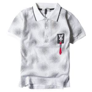 Παιδική μπλούζα Hashtag για αγόρια Triangles Άσπρο αγορίστικες ελληνικές καλοκαιρινές πόλο μπλούζες