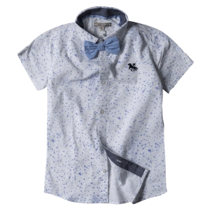 Παιδικό πουκάμισο New College για αγόρια Horse Άσπρο αγορίτστικα κοντομάνικα καλοκαιρινά πουκάμισα μοντέρνα