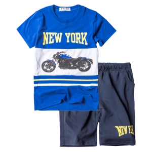 Παιδικό σετ για αγόρια New York Μπλε αγορίστικα καλοκαιρινά μοντέρνα σετ με βερμούδα οικονομικά