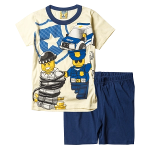 Παιδική πιτζάμα Like για αγόρια Police Κρεμ αγορίστικες καλοκαιρινές πιτζάμες ελληνικές