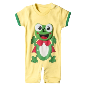 Βρεφικό φορμάκι για αγόρια Frog Κίτρινο αγορίστικα καλοκαιρινά φορμάκια με στάμπα