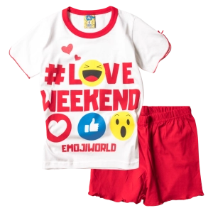 Παιδική πιτζάμα Like για κορίτσια Love Weekend Κόκκινο κοριτσίστικες καλοκαιρινές μοντέρνες ελληνικές πιτζάμες