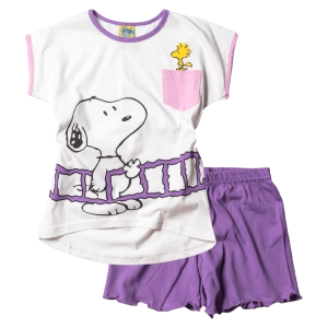 Παιδική πιτζάμα Like για κορίτσια Snoopy Μωβ κοριτσίστικες καλοκαιρινές μοντέρνες ελληνικές πιτζάμες