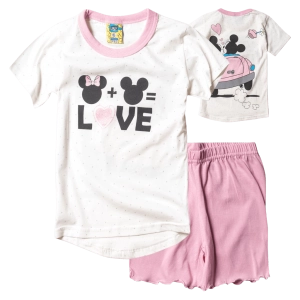 Παιδική πιτζάμα Like για κορίτσια Mini Love Άσπρο κοριτσίστικες καλοκαιρινές μοντέρνες ελληνικές πιτζάμες