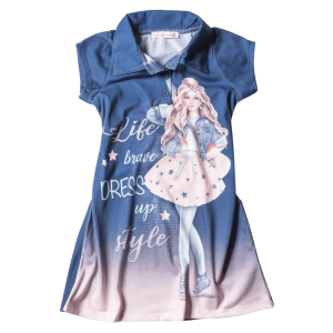 Παιδικό φόρεμα για κορίτσια Dress Up Μπλε κοριτσίστικα φορέματα καλοκαιρινά καλό ντύσιμο αμάνικα φθηνά οικονομικά