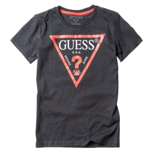 Παιδική μπλούζα GUESS unisex QuestionMark Mαύρο αγορίστικη και κοριτσίστικη κοντομάνικη επώνυμη ποιοτική μοντέρνα ιδιαίτερη