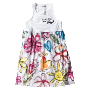 Παιδικό φόρεμα Desigual για κορίτσια Laura άσπρο άνετα μοντέρνα καλοκαιρινά επώνυμα ποιοτικά για βόλτα βάφτιση με τούλι