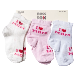 Βρεφικές κάλτσες για κορίτσια Love Mom ροζ καθημερινές ποιοτικές βρεφικές απλές οικονομικές σετ κοριτσίστικες