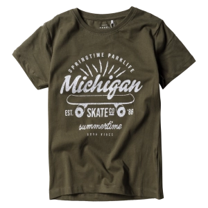 Παιδική μπλούζα Name it για αγόρια Mishigan λαδί αγορίστικο T shirt με στάμπα επώνυμα ελληνικά οικονομικά μοντέρνα