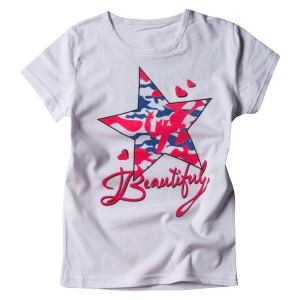 Παιδική μπλούζα για κορίτσια Beautifil Star Ασπρο Κοραλλί καθημερινό κοριτσίστικο online
