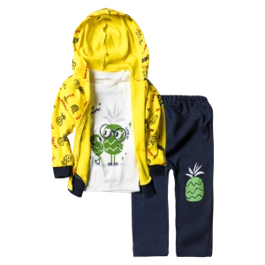 Βρεφικό σετ φόρμας για αγόρια Pineapple κίτρινο αγορίστικο μοντέρνο με κουκούλα με ζακέτα μηνών αθλιτικό ελαστικό