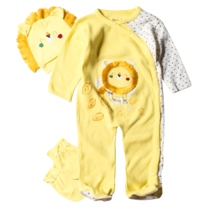 Βρεφικό φορμάκι για αγόρια Lion κίτρινο χαριτωμένο λιονττράκι δωράκι μωρό ολόσωμο