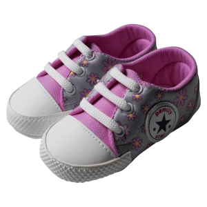 Βρεφικά παπούτσια αγκαλιάς για κορίτσια Flower Star ροζ κοριτσίστικο με λουλούδια άνετο για βόλτα δώρο νεογέννητα τύπου converse all star 