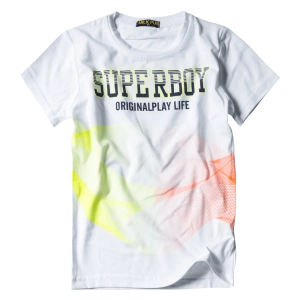 Παιδική μπλούζα για αγόρια Superboy πορτοκαλί αγορίστικη για το σχολείο καθημερινή αθλητική athletic οικονομική με στάμπα