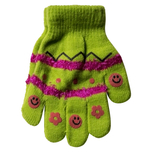 Παιδικά γάντια για κορίτσια Emoji Μαύρο κοριτσίστικα φτηνά ζεστά φλούο πλεκτά ελαστικά παιδικά emoji smile 1