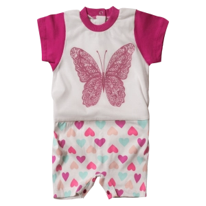Βρεφικό φορμάκι για κορίτσια Butterfly φούξια μοντέρνα ζιπουνάκια καλοκαιρινά κοντομάνικα για μωράκια online
