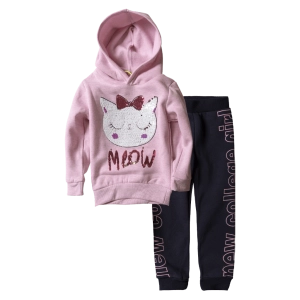 Παιδικό σετ φόρμας New College για κορίτσια Meow Ροζ