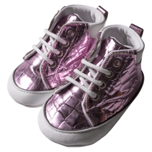 Βρεφικά παπούτσια για κορίτσια Metalic Ροζ κοριτσίστικα μποτάκια με κορδόνια γυαλιστερά μοντέρνα
