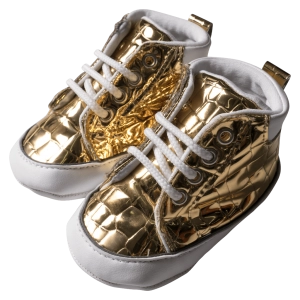 Βρεφικά παπούτσια για κορίτσια Metalic Χρυσό κοριτσίστικα μποτάκια με κορδόνια γυαλιστερά μοντέρνα