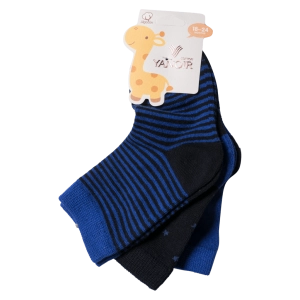 Βρεφικές κάλτσες Yanoir για αγόρια Blue Stripe για σετ 3 ζευγάρια αγορίστικο οικονομικό μοντέρνο ριγέ με σχέδια 