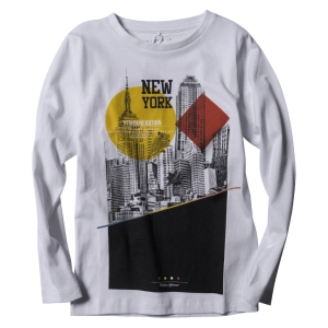 Παιδική μπλούζα Name it για αγόρια New York Άσπρο αγορίσιτκη επώνυμη εποχιακή με στάμπα