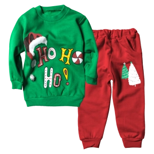 Παιδικό χριστουγεννιάτικο σετ HoHoHo Πράσινο αγορίστικο και κοριτσίστικο οικονομικό ποιοτικό μοντέρνο ζεστό
