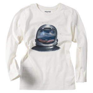 Παιδική μπλούζα Mayoral για αγόρια Astronaut Άσπρο αγορίστικες μοντέρνες μακρυμάνικες μπλούζες