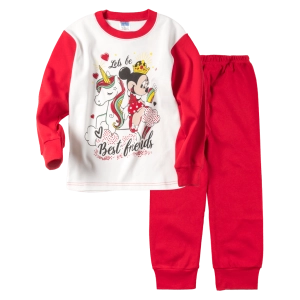 Παιδική πιτζάμα Ελίνα για κορίτσια Always Best Friends Κόκκινο κοριτσίστικες ελληνικές βαμβακερές πιτζάμες