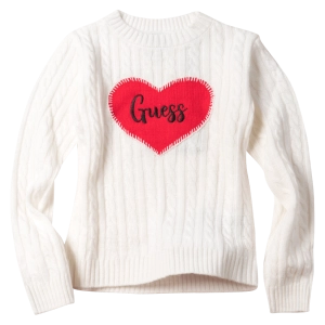 Παιδική μπλούζα GUESS για κορίτσια Heart Κρεμ κοριτσίστικες μπλούζες επώνυμες φούτερ