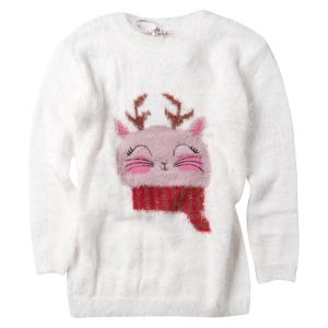 Παιδική μπλούζα ΕΒΙΤΑ για κορίτσια Reindeer Άσπρο κοριτσίστικες ελληνικές μοντέρνες ζεστές