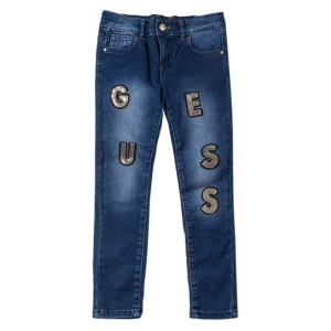 Παιδικό παντελόνι Guess για κορίτσια Girl Power μπλε κοριτσίστικα καθημερινά επώνυμα brands άνετα εντυπωσιακά