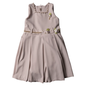 Παιδικό φόρεμα για κορίτσια Syracuse μπεζ κοριτσίστικο επίσημο για γάμο βάφτιση με στρας με λουλούδια αμπιγέ online