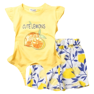 Παιδικό σετ Εβίτα για κορίτσια Cute Lemons Κίτρινο καθημερινά καλοκαιρινά κοριτσίστικα online 9