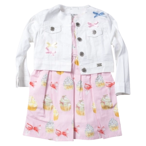 Βρεφικό φόρεμα Εβίτα για κορίτσια Cupcakes Ροζ καθημερινά βρεφικά φορεματάκια online 1