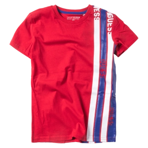 Παιδική μπλούζα GUESS για αγόρια Lines Κόκκινο αγορίστικη κοντομάνικη επώνυμη ποιοτική μοντέρνα ιδιαίτερη 1