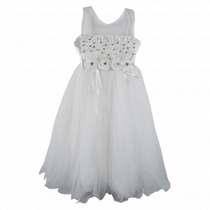 Παιδικό φόρεμα για κορίτσια Roseanne άσπρο καλό ντύσιμο τούλι γάμους βαφτίσεις εκκλησία στρας online