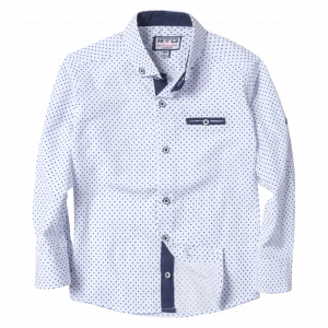 Παιδικό πουκάμισο για αγόρια Huston άσπρο 5-16 αγορίστικα πουά γάμο βάφτιση καλό ντύσιμο ετών εκκλησία