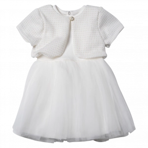 Βρεφικό φόρεμα για κορίτσια Εκάβη εκρού κοριτσίστικα καλό ντύσιμο μωρά 12 μηνών online τούλι βάφτιση (1)