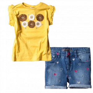 Παιδική μπλούζα Mayoral για κορίτσια Furbelow Κίτρινο κοριτσίστικο επώνυμο ποιοτικό μοντέρνο ιδιαίτερο | Παιδικό σορτς GUESS για κορίτσια Hearts Τζιν κοριτσίστικα μοντέρνα καλοκαιρινά σορτσάκια επώνυμα 