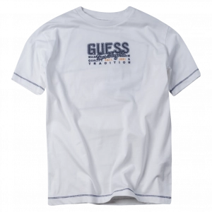Παιδική μπλούζα GUESS για αγόρια Los Angeles άσπρη αγορίστικες κοντομάνικες καλοκαιρινές λευκές online (2)