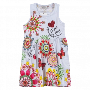 Παιδικό φόρεμα New College για κορίτσια love you άσπρο floral desigu ιδιαίτερα καλοκαιρινά ετών