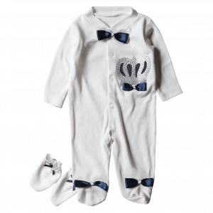 Βρεφικό φορμάκι για αγόρια little king άσπρο για μωράκια 9 μηνών πρίγκιπας κορώνες online