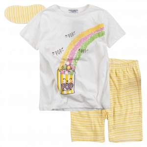 Παιδική πιτζάμα Εβίτα για κορίτσια Pop κίτρινο κοριτσίστικες πιτζάμες καλοκαρινές μακό βαμβακερές ελληνικές