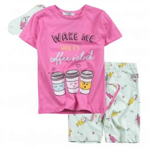 Παιδική πιτζάμα Εβίτα για κορίτσια Wake me φούξια κοριτσίστικες πιτζάμες καλοκαρινές μακό βαμβακερές ελληνικές