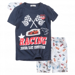 Παιδική πιτζάμα Hashtag για αγόρια Racing μπλε καλοκαιρινά σετάκια αγορίστικα μακό με βερμούδα Online ετών