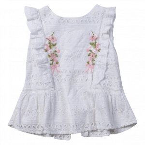 Παιδική μπλούζα για κορίτσια kisses άσπρο αμάνικες μπλούζες κοριτσίσιτκες αμπιγέ καλοκαιρινές