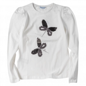 Παιδική μπλούζα Mayoral για κορίτσια Butterflies άσπρο λεπτές μπλούζες κοριτσίστικες μακρυμάνικες επώνυμες (1)