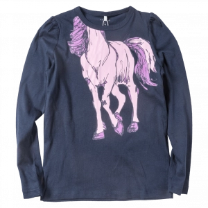 Παιδική μπλούζα Name It για κορίτσια Pink Horse μπλε εποχιακή καθημερινή άνετη βόλτα ετών online1